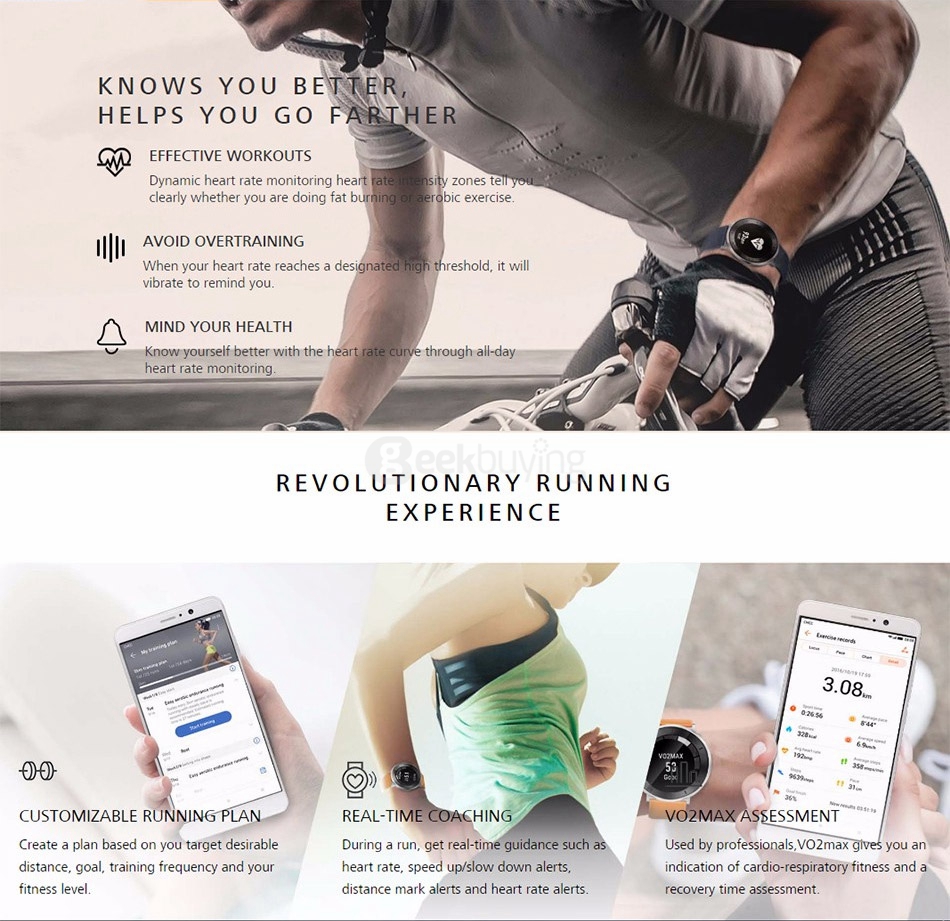 Huawei Honor S1 Bluetooth 4.2 Smart Watch 24-Hour Heart Rate Monitor Multi-Sport Tracker 5ATM Waterproof for Android iOS - Short Strap Orange