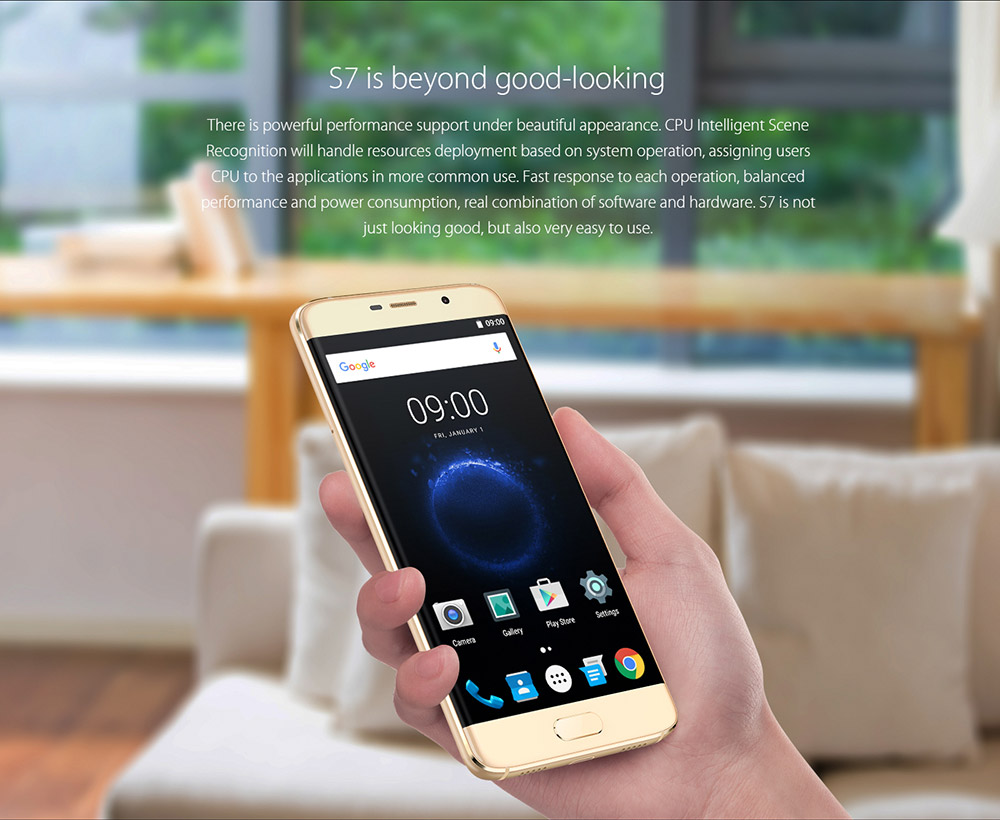 [Spain Stock]Elephone S7 5.5inch FHD Bezel-less Screen Android 6.0 4G LTE Smartphone Helio X20 MT6797 Deca Core 4GB RAM 64GB ROM 13.0MP TOUCH ID OTG - Black