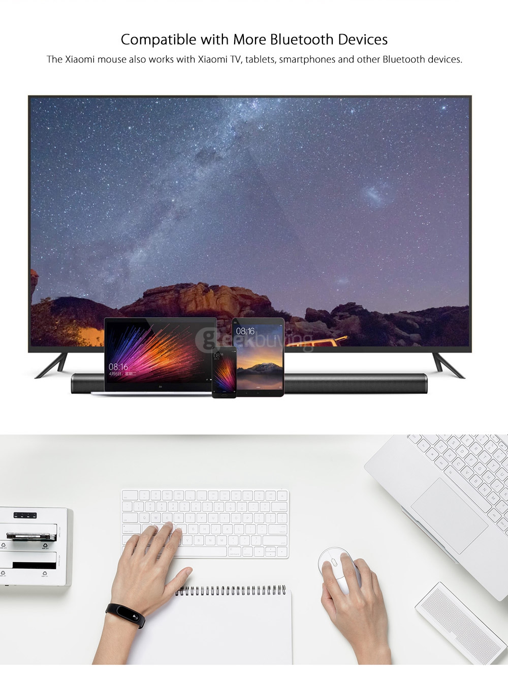 [Spain Stock] Original Xiaomi Portable Mouse Mi Mouse Bluetooth 4.0 / RF 2.4GHz Wireless Dual Modes Connection for PC Laptop - Silver