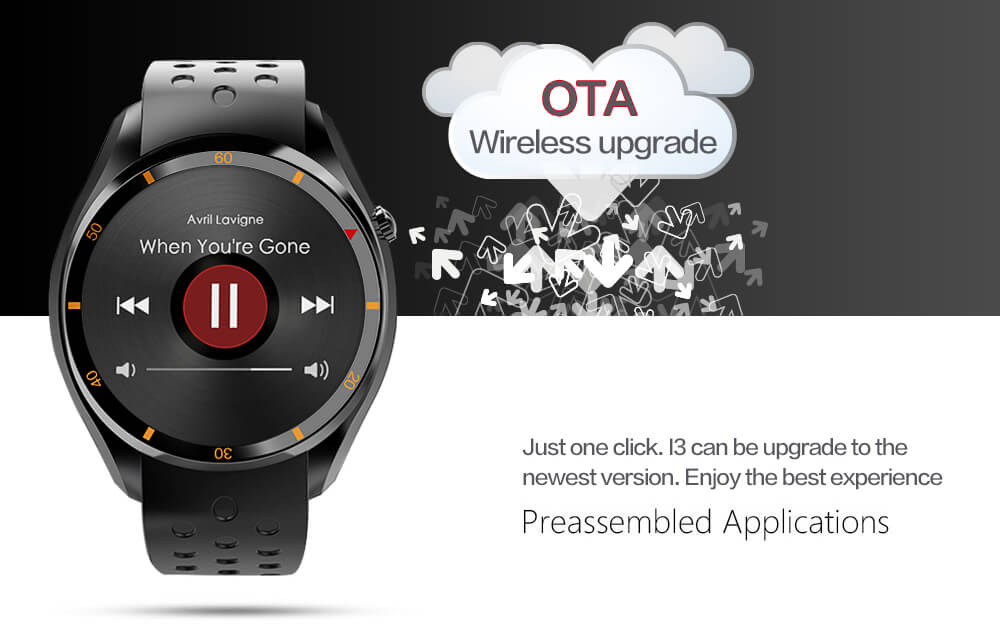 IQI I3 3G Smart Watch Phone Android 5.1 MTK6580 Quad Core 1.3GHz 512MB RAM 4GB ROM GPS Bluetooth 4.0 WiFi - Black