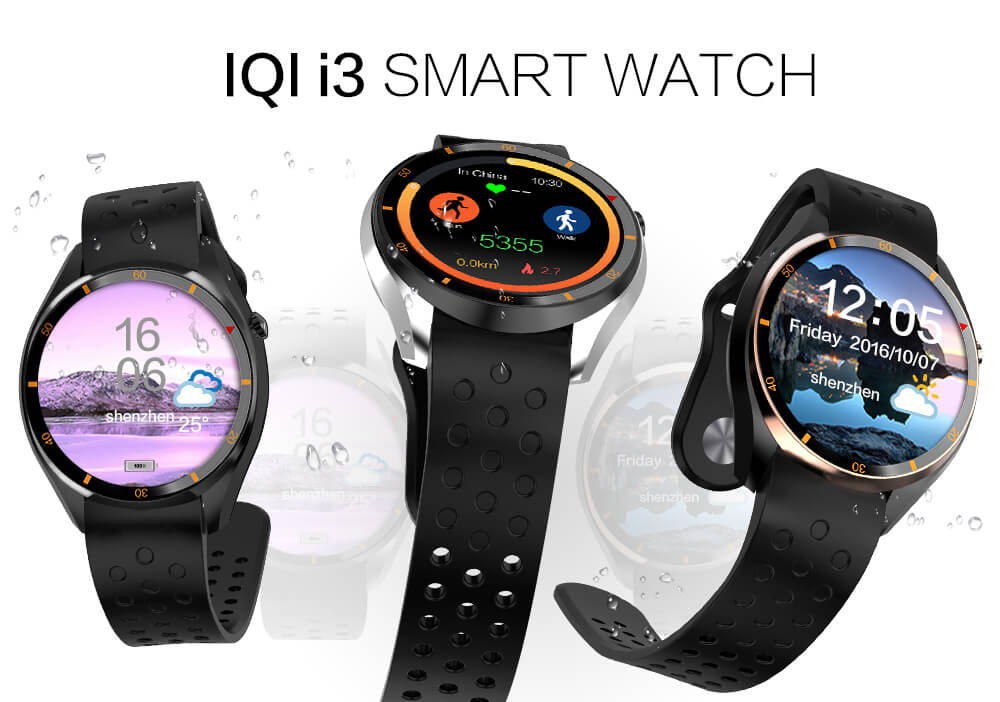 IQI I3 3G Smart Watch Phone Android 5.1 MTK6580 Quad Core 1.3GHz 512MB RAM 4GB ROM GPS Bluetooth 4.0 WiFi - Black