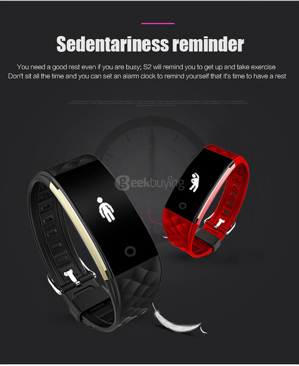 Makibes S2 Bluetooth 4.0 Smart Bracelet Heart Rate Monitor Multi-sport Tracker GPS Movement Information Push IP67 Waterproof For Android iOS - Black