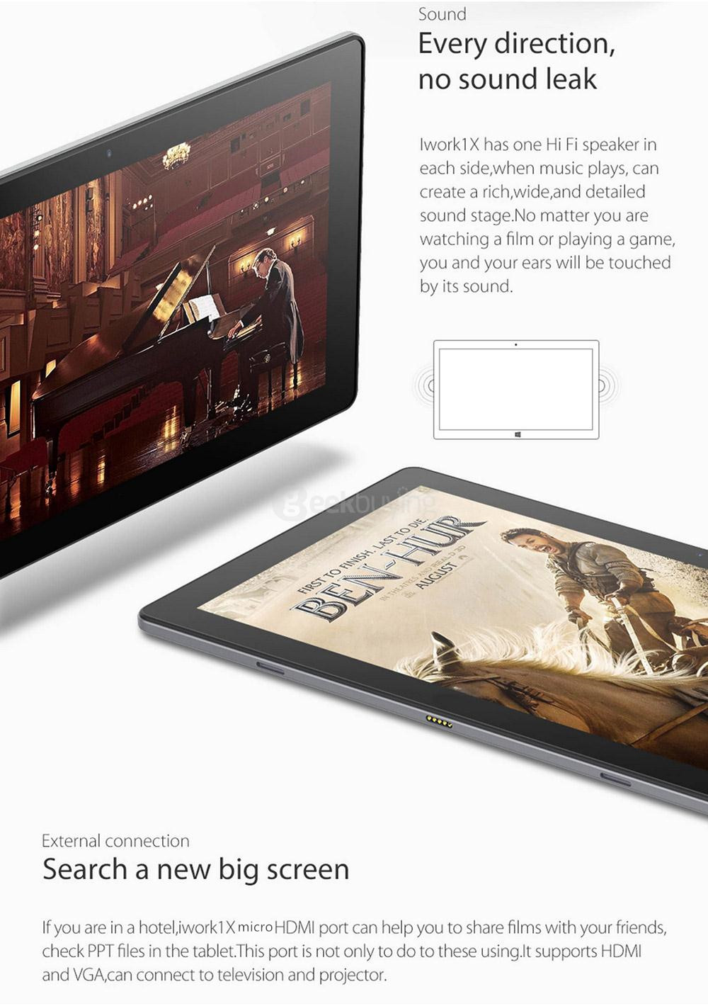 Cube iWork1X 2 in 1 Tablet PC 11.6 inch Windows 10 4GB/64GB Intel Atom X5 Z8350 Quad Core 1.92GHz IPS 1920*1080 - Gray