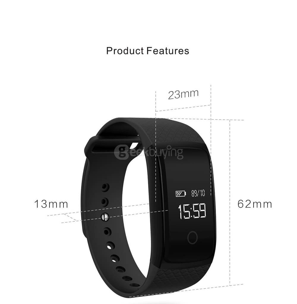 A09 BLE4.0 Heart Rate/Blood Pressure Monitoring Smart Bracelet Black