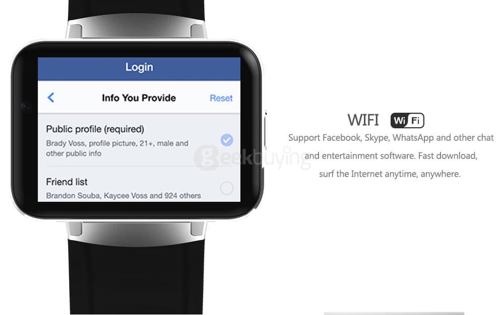 Makibes DM98 3G Smart Watch Phone Android 4.4 MTK6572 Quad Core 1.2GHz 512MB/4GB Bluetooth WiFi GPS Google Now 900mAh Battery 0.3MP Camera - Silver