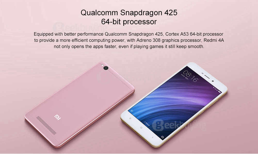 [HK Stock][Official Global Version]XIAOMI Redmi 4A 5.0inch HD MIUI 8 Android 6.0 4G LTE Smartphone Qualcomm Snapdragon 425 Quad Core 1.4GHz 2GB 32GB 5.0MP 13.0MP 3120mAh Battery WIFI GPS - Gray