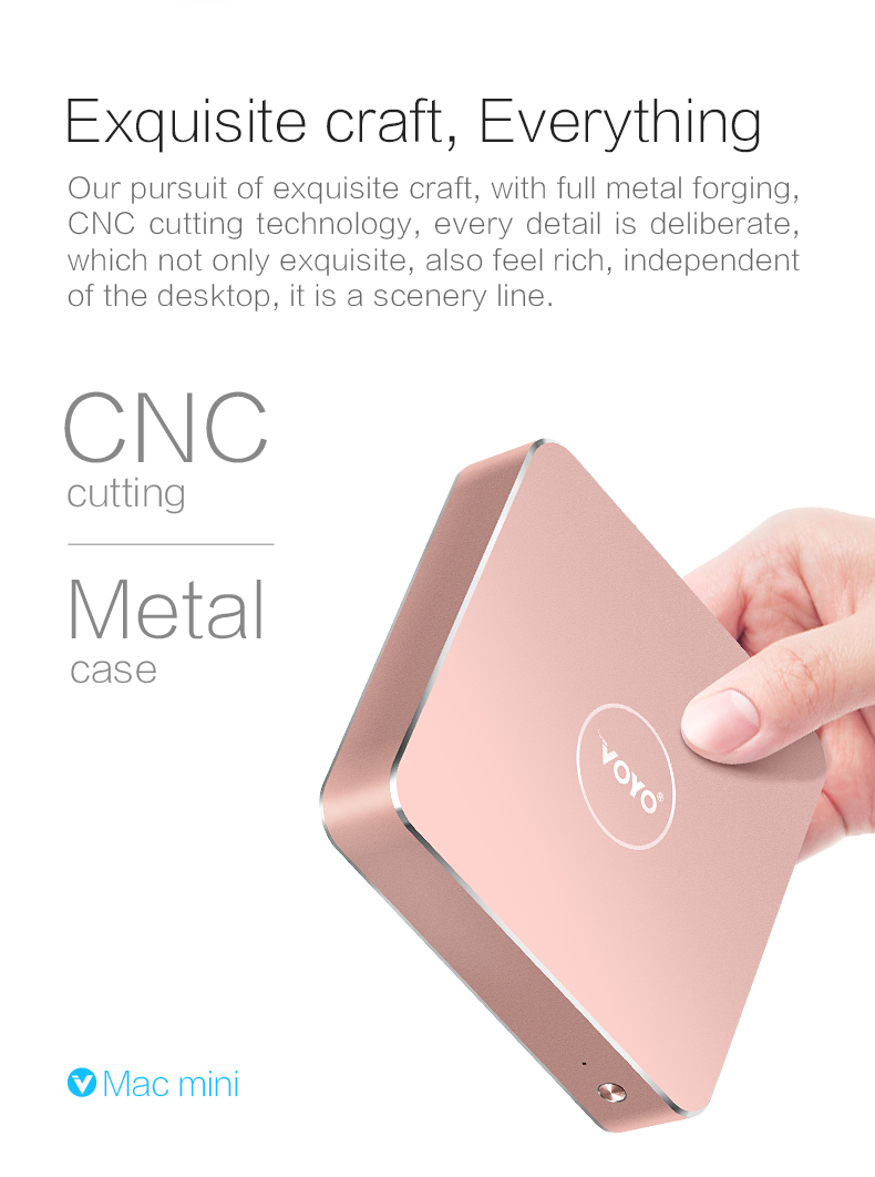 VOYO VMac (V1) Mini PC Licensed Windows 10.1 64bit Intel Apollo Lake Celeron N3450 4G DDR3L 128G SSD 4K 2.4G/5G WIFI Gigabit LAN LibreELEC - Gold