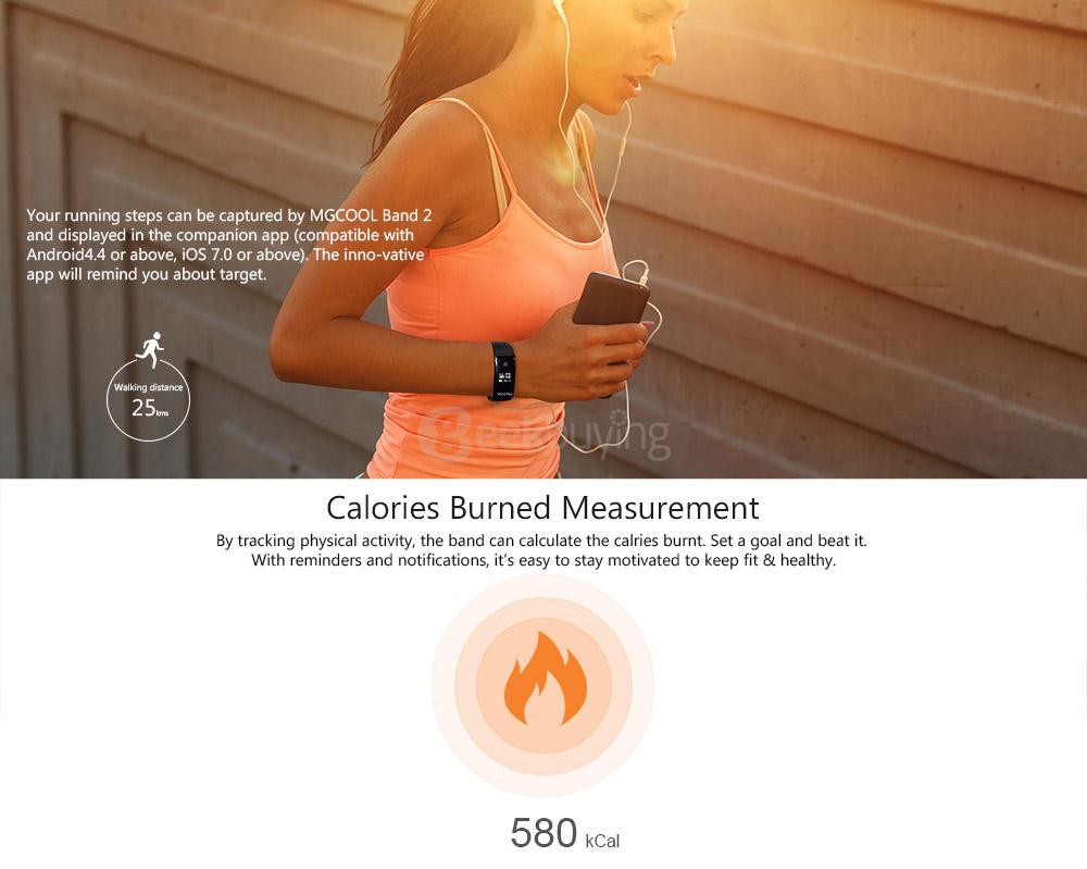 Elephone ELE MGCOOL Band 2 Bluetooth 4.0 Heart Rate Monitor Smart Bracelet Sleep Fitness Tracker IPX7 Waterproof for Android iOS - Black