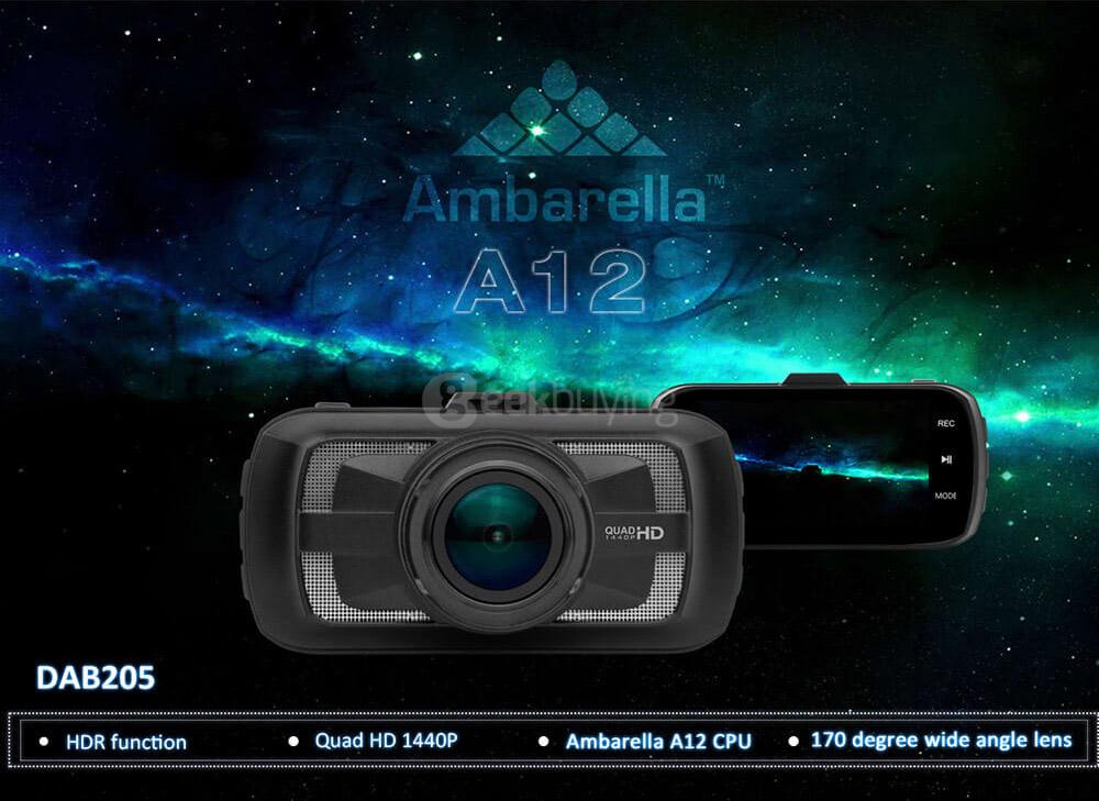 D205 3.0inch LCD Screen Ambarella A12 Car Camera 170 Degree Wide Angle 2560*1440P/30fps Car DVR - Black