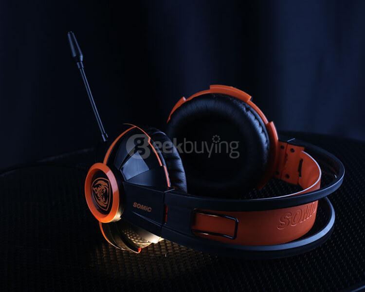 Somic G905 Over-ear Stereo Gaming Headsets with Mic Suspension Headband Volume Control - Orange