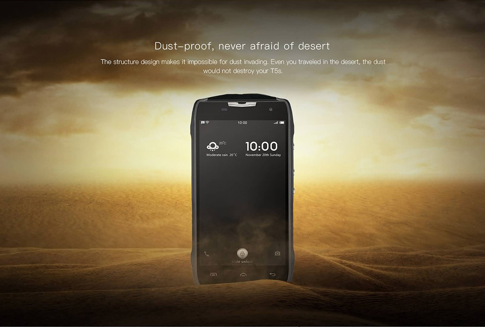 [HK Stock]Doogee T5S 5.0inch HD Android 6.0 IP67 Waterproof Rugged Smartphone MT6735 Quad Core 1.0GHz 2GB RAM 16GB ROM 5.0MP 8.0MP OTG - Black