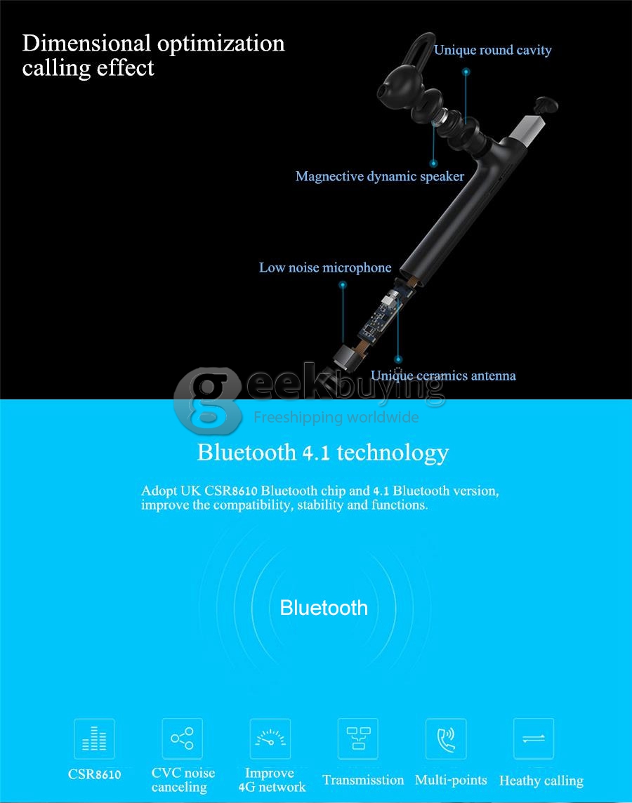 Xiaomi Youth Version Mini Light Wireless Bluetooth 4.1 Earphone for Phones MP3 MP4 PC - Black