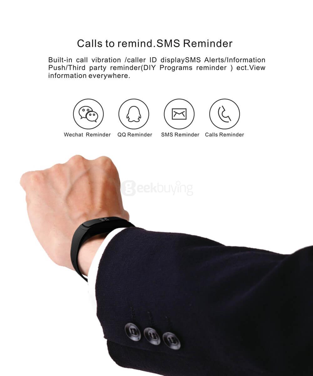 A09 BLE4.0 Smart Bracelet Heart Rate/Blood Pressure/Blood Oxygen/Fatigue Detection Fitness Tracker IP67 Waterproof for Android iOS - Black