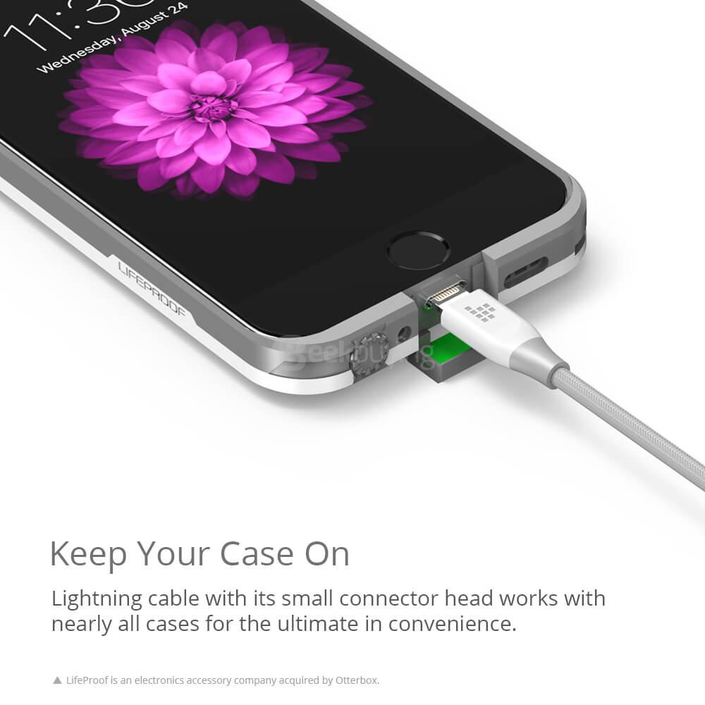 [Apple MFi Certified] Tronsmart 4ft/1.2m 19AWG Double Braided Nylon Lightning Cable for iPhone iPad and More - Gray+White