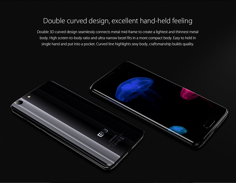 [Spain Stock]Elephone S7 5.5inch FHD Bezel-less Screen Android 6.0 4G LTE Smartphone Helio X20 MT6797 Deca Core 4GB RAM 64GB ROM 13.0MP TOUCH ID OTG - Black