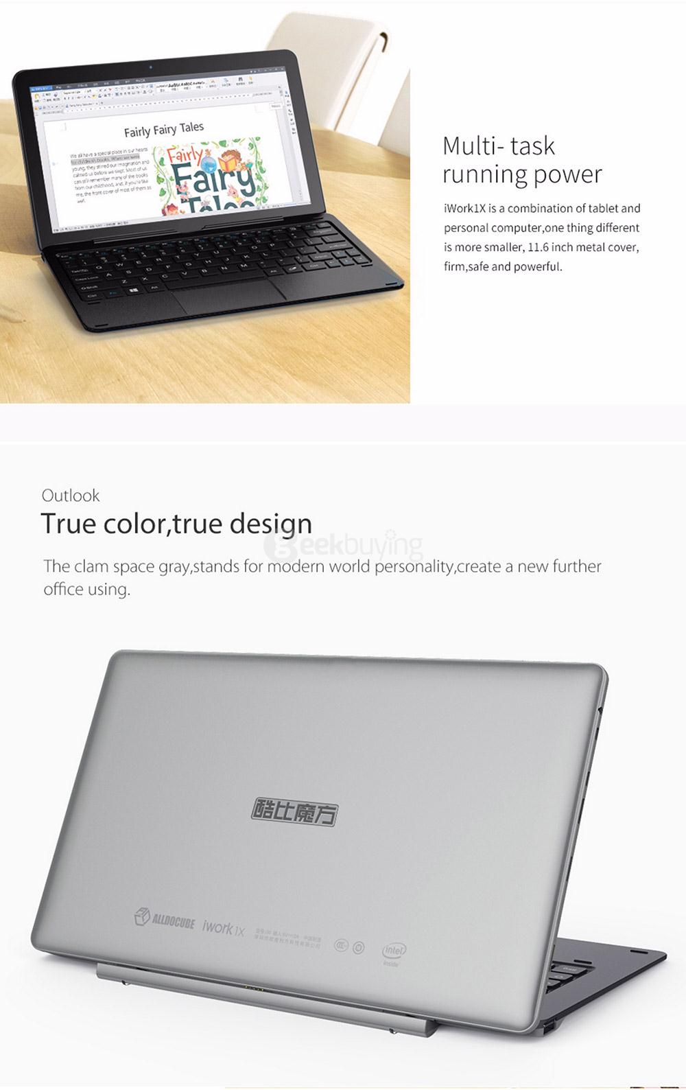 Cube iWork1X 2 in 1 Tablet PC 11.6 inch Windows 10 4GB/64GB Intel Atom X5 Z8350 Quad Core 1.92GHz IPS 1920*1080 - Gray