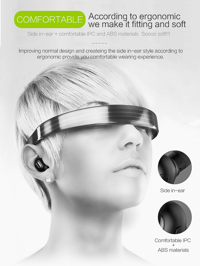 QCY Q26 Mini Wireless In-ear Bluetooth 4.1 Earphone Handsfree Stereo Music Sport Driving Earbud With Microphone - White