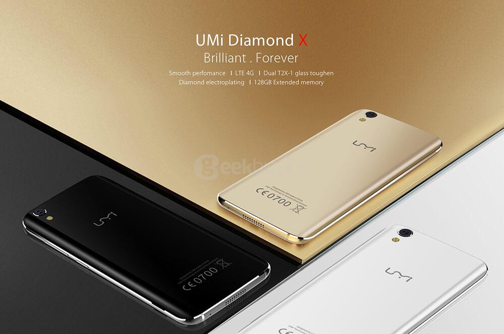 [HK Stock]UMI Diamond X 5.0inch HD 2.5D Screen Android 6.0 4G LTE Smartphone MT6737 Quad Core 2GB RAM 16GB ROM 8.0MP OTG LED Notification - Black