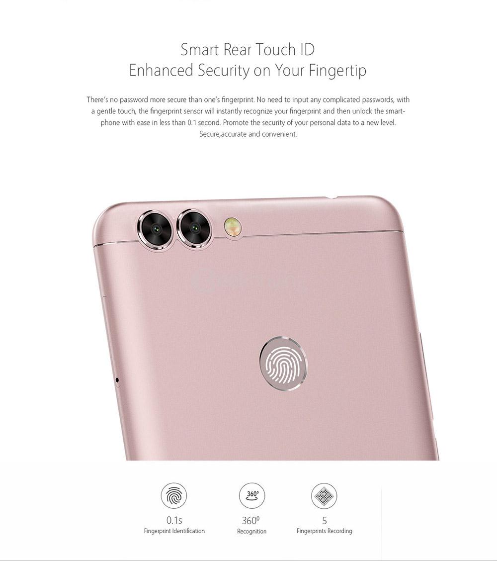 [HK Stock]Bluboo Dual 5.5inch FHD Android 6.0 4G LTE Smartphone MT6737T Quad Core 1.5GHz 2GB RAM 16GB ROM Dual Rear Cameras 13.0MP+2.0MP Touch ID OTG - Rose Gold