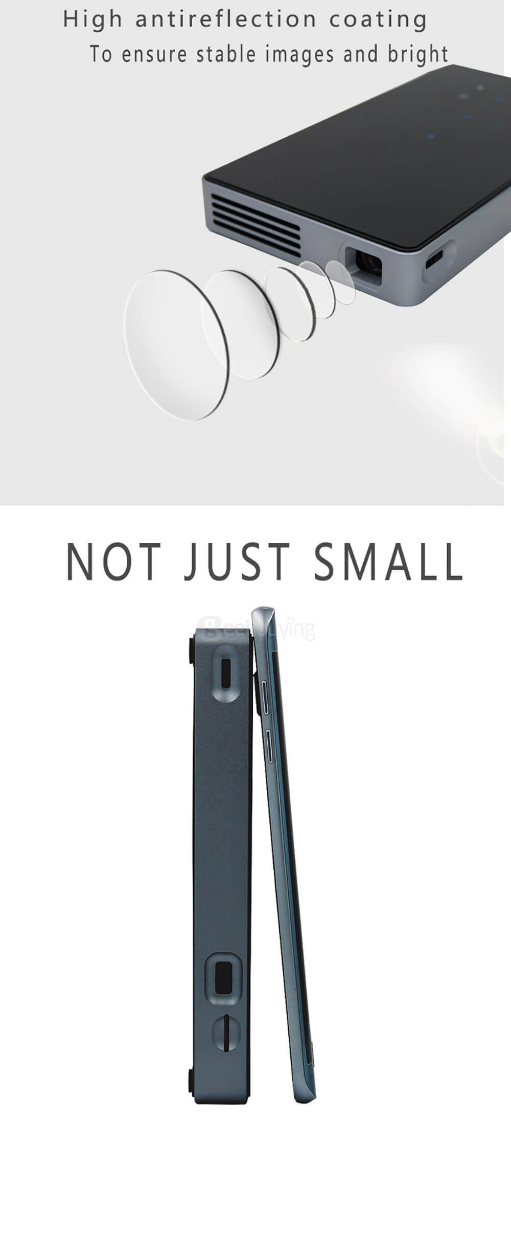 P8 Smart Mini DLP Projector Android 4.4 OS 1GB/8GB 800 Lumens 854*480 Pixel Bluetooth 4.0 2.4G/5.8G WiFi Airplay Miracat HD 1080P - Gold