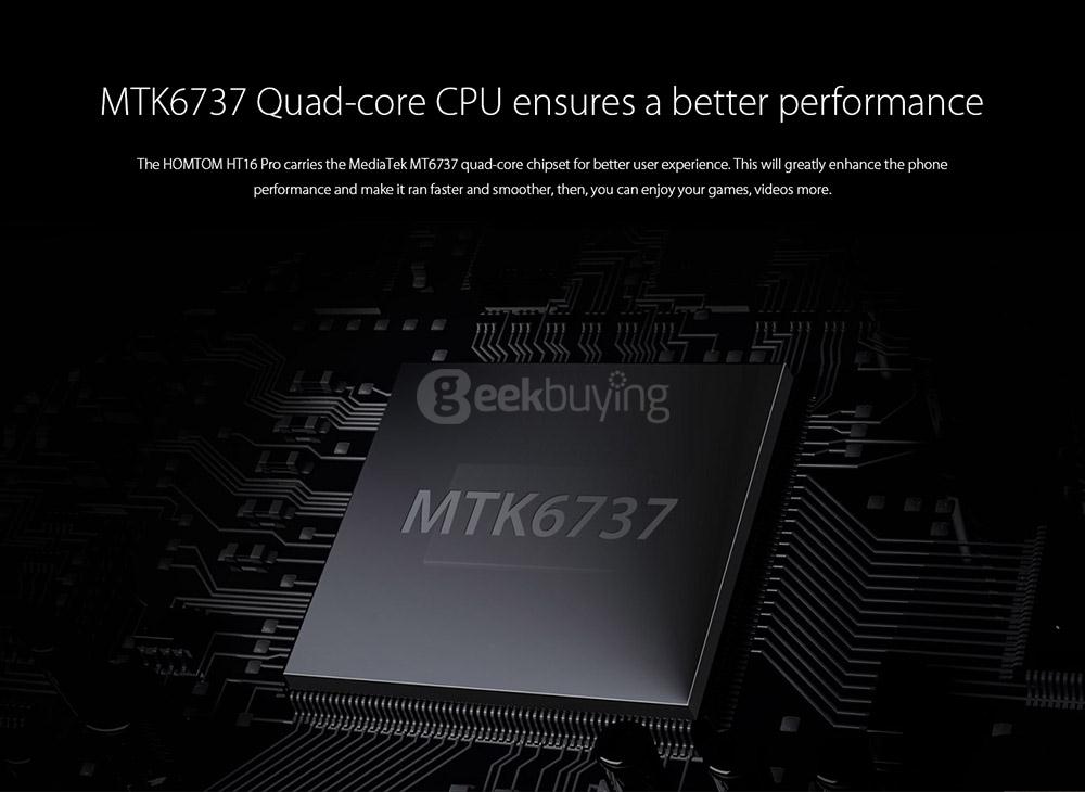 [HK Stock]HOMTOM HT16 Pro 5.0inch HD Android 6.0 4G LTE Smartphone MT6737 Quad Core 1.3GHz 2GB RAM 16GB ROM 5.0MP+13.0MP Fast Charge Hotknot - Blue