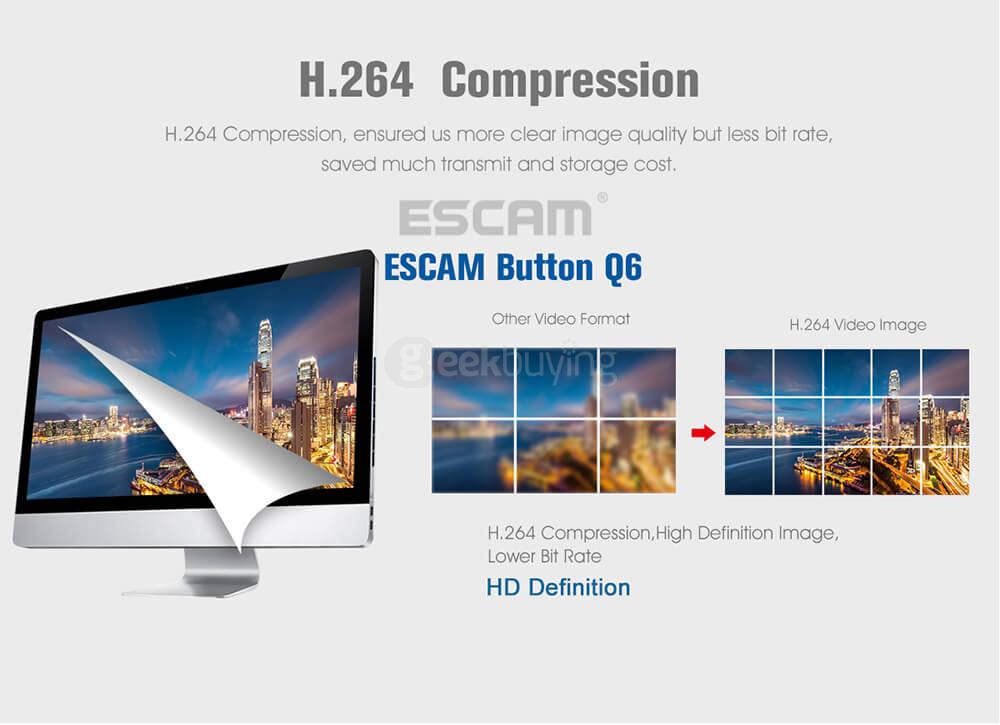 ESCAM Button Q6 Mini 720P WiFi IP Camera Night Vision Support 128GB Card Motion Detection Audio