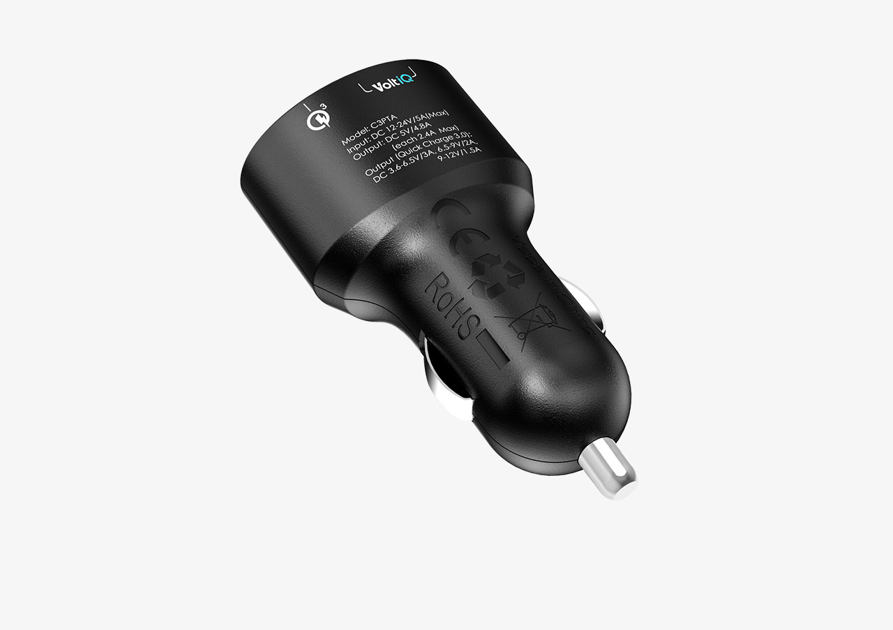 Tronsmart 3 Ports Quick Charge 3.0 Type A Car Charger for Quick Charge 3.0 and 2.0 Compatible Device