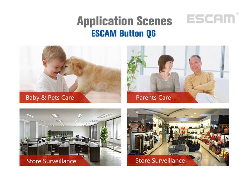 ESCAM Button Q6 Mini 720P WiFi IP Camera Night Vision Support 128GB Card Motion Detection Audio