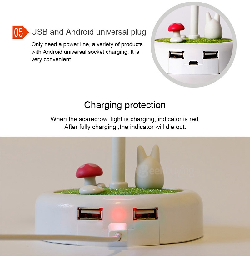 Scarecrow LED Light Creartive Night Light  Tabble Lamp with USB Charging Vibration Sensor for Christmas - Yellow Light