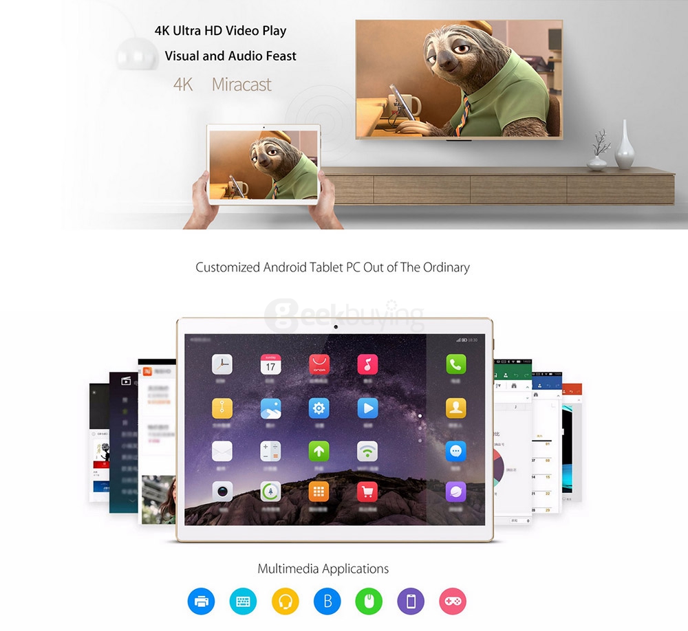 Onda V10 3G Phablet 10.1 inch Android 5.1 1GB/16GB MTK8321 Quad Core 1.3GHz IPS Screen 1280*800 GPS Dual Standby - Gold