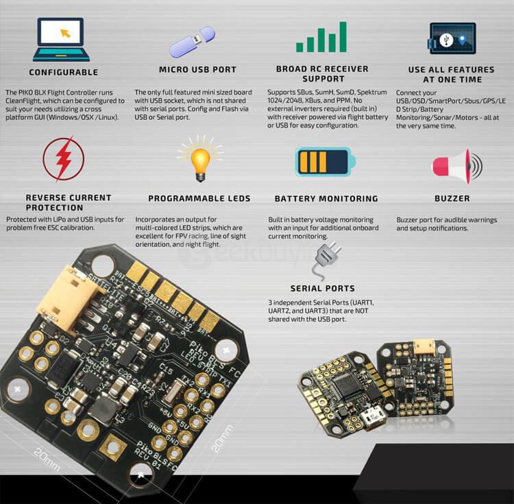 CleanFlight & BetaFlight Micro F3 Flight Controller Built-in PDB Buzzer Port 20X20mm For FPV Racing