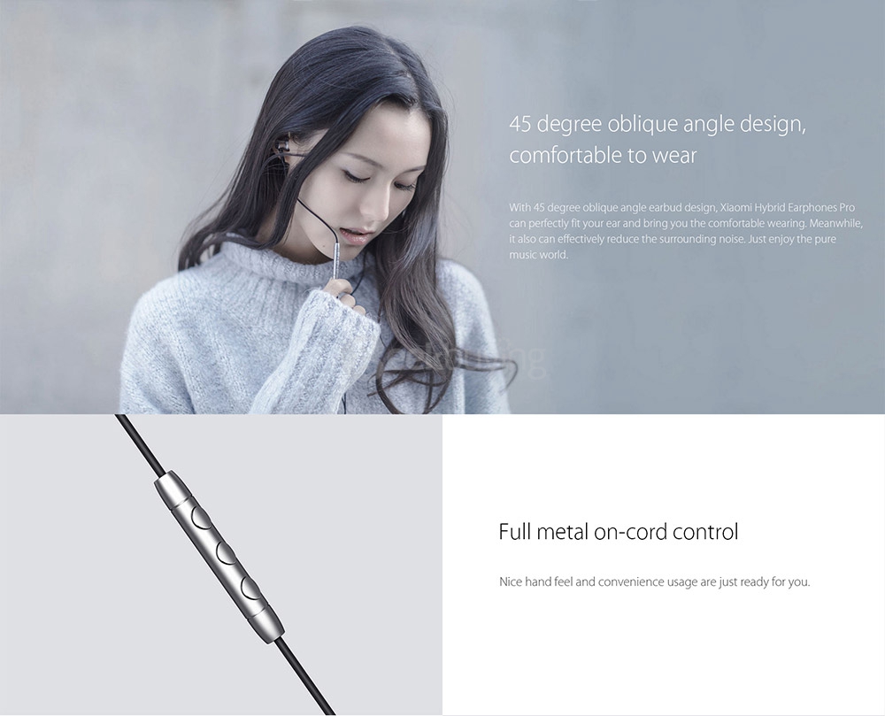 Original Xiaomi Hybrid Earphones Pro Mi Piston 4 with MIC Dual Drivers Wired Control for Android iOS - Silver