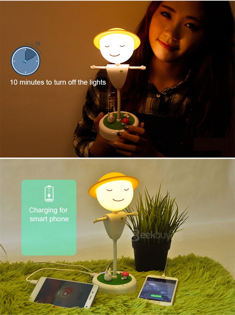Scarecrow LED Light Creartive Night Light  Tabble Lamp with USB Charging Vibration Sensor for Christmas - Yellow Light