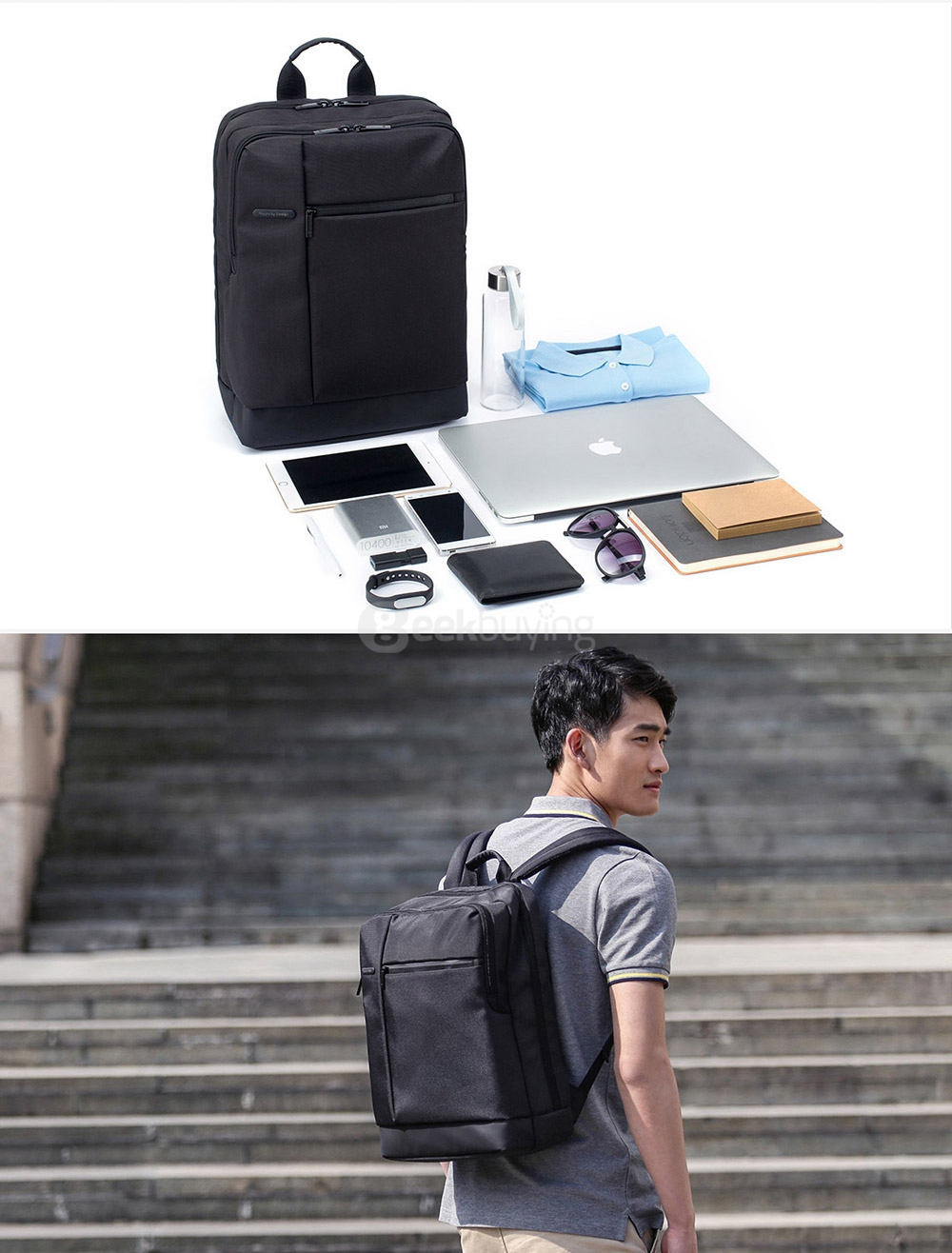 Original Xiaomi Classic Business Style Polyester Leisure Backpack with 17L Capacity - Deep Green