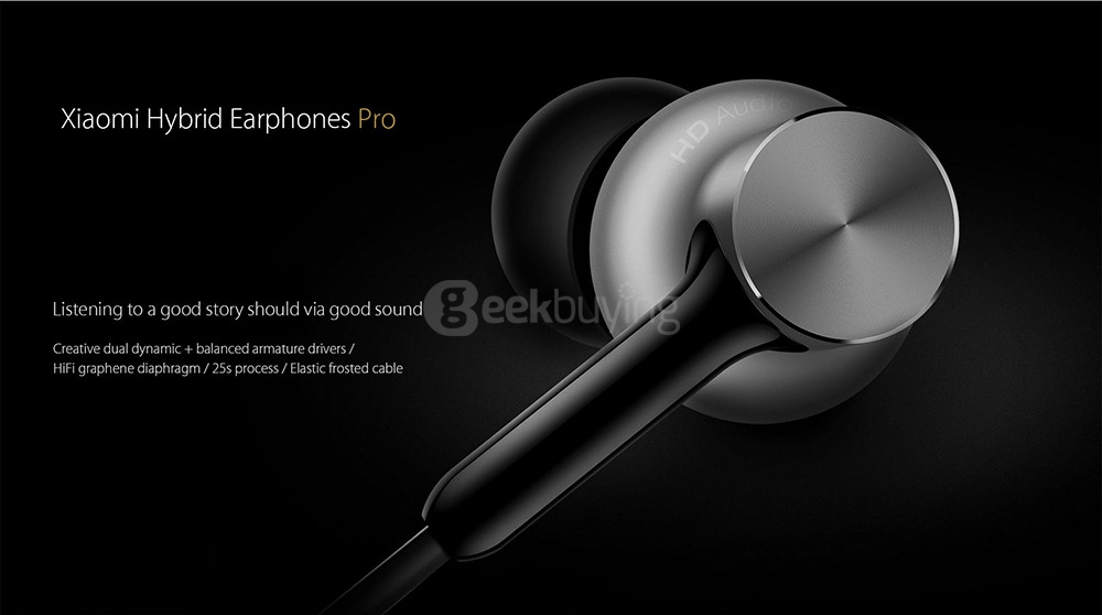 Original Xiaomi Hybrid Earphones Pro Mi Piston 4 with MIC Dual Drivers Wired Control for Android iOS - Silver