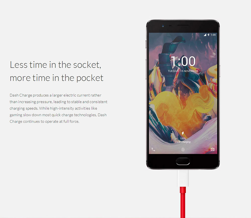 [China Version]ONEPLUS 3T(A3010) 5.5inch AMOLED FHD 2.5D Corning Gorilla Glass 4 Screen Android 6.0 OS Smartphone Qualcomm Snapdragon 821 2.35GHz Quad Core 6GB 64GB 16.0MP+16.0MP Dash Charge Touch ID NFC Type-C - Gunmetal
