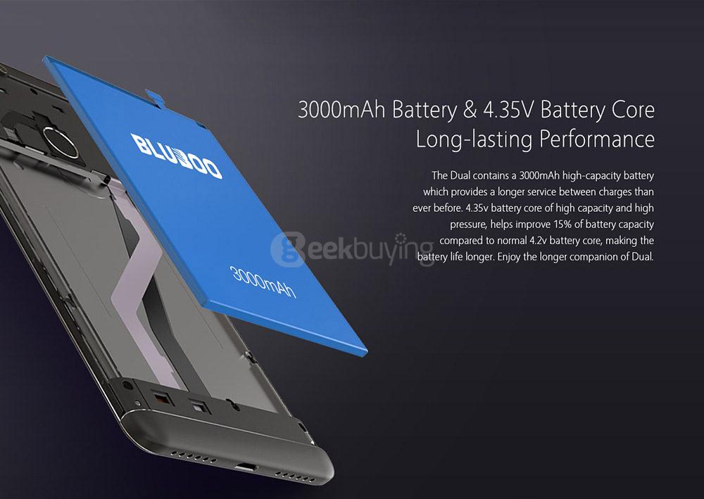 [HK Stock]Bluboo Dual 5.5inch FHD Android 6.0 4G LTE Smartphone MT6737T Quad Core 1.5GHz 2GB RAM 16GB ROM Dual Rear Cameras 13.0MP+2.0MP Touch ID OTG - Black