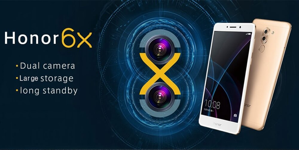 HUAWEI Honor 6X BLN-AL10 5.5 inch FHD 2.5DScreen Android 6.0 Smartphone Hisilicon Kirin 655 Octa Core 4GB RAM 32GB ROM 12.0MP+2.0MP Dual Rear Cameras Touch ID VoLTE - Gray