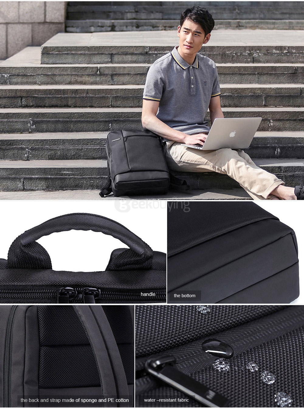 Original Xiaomi Classic Business Style Polyester Leisure Backpack with 17L Capacity - Black