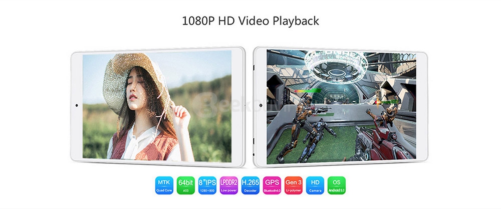 Teclast P80h Tablet PC 8 inch Android 5.1 1GB/8GB MT8163 Quad Core 1.3GHz IPS 1280*800 GPS Dual WiFi HDMI Miracast - White