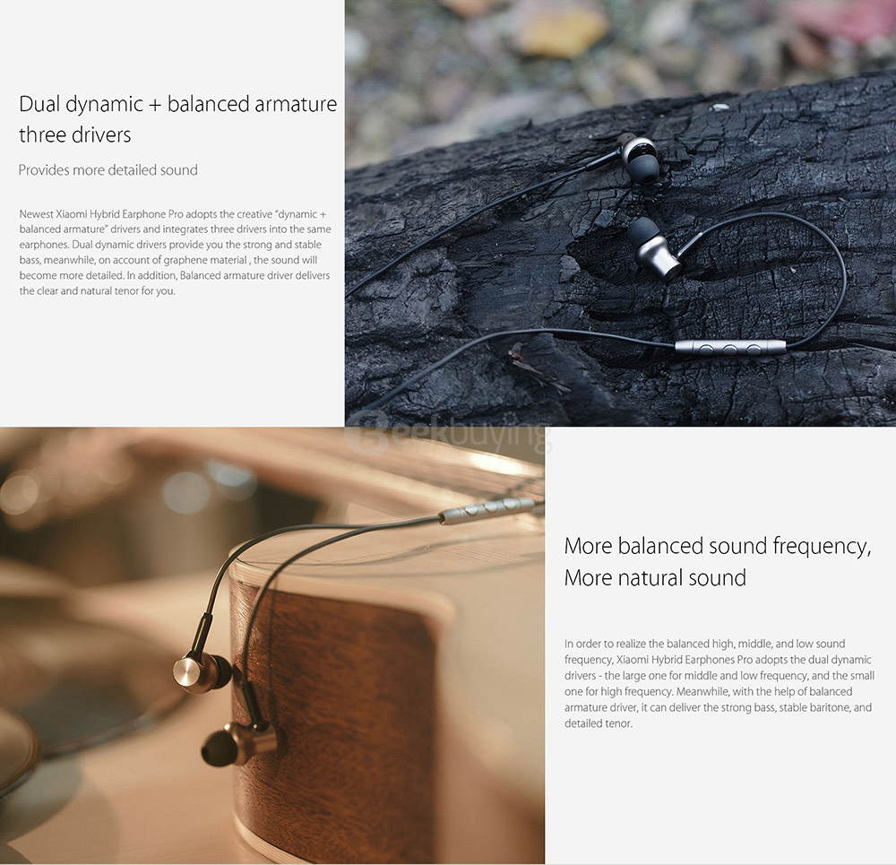 Original Xiaomi Hybrid Earphones Pro Mi Piston 4 with MIC Dual Drivers Wired Control for Android iOS - Silver