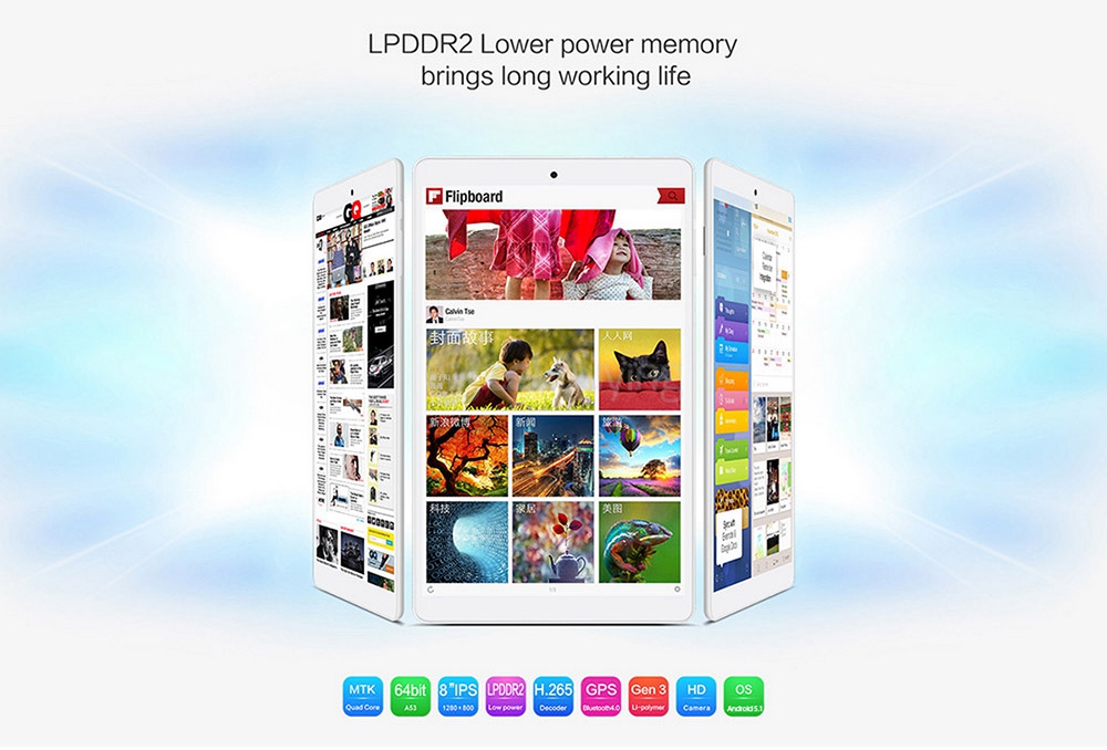 Teclast P80h Tablet PC 8 inch Android 5.1 1GB/8GB MT8163 Quad Core 1.3GHz IPS 1280*800 GPS Dual WiFi HDMI Miracast - White