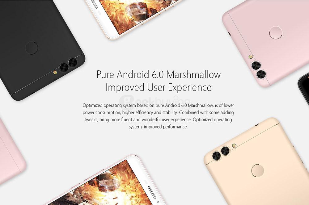 [HK Stock]Bluboo Dual 5.5inch FHD Android 6.0 4G LTE Smartphone MT6737T Quad Core 1.5GHz 2GB RAM 16GB ROM Dual Rear Cameras 13.0MP+2.0MP Touch ID OTG - Black