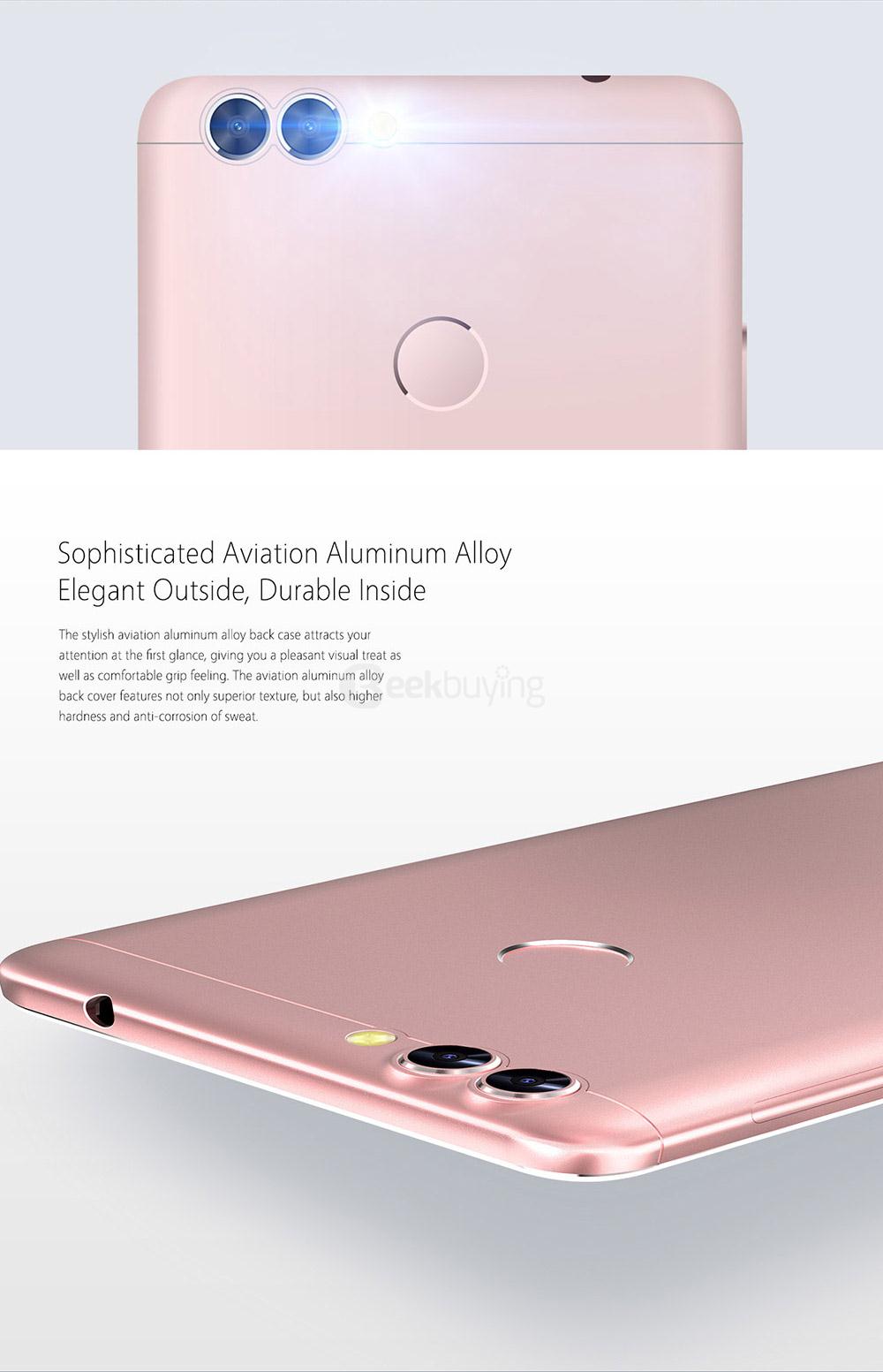 [HK Stock]Bluboo Dual 5.5inch FHD Android 6.0 4G LTE Smartphone MT6737T Quad Core 1.5GHz 2GB RAM 16GB ROM Dual Rear Cameras 13.0MP+2.0MP Touch ID OTG - Rose Gold