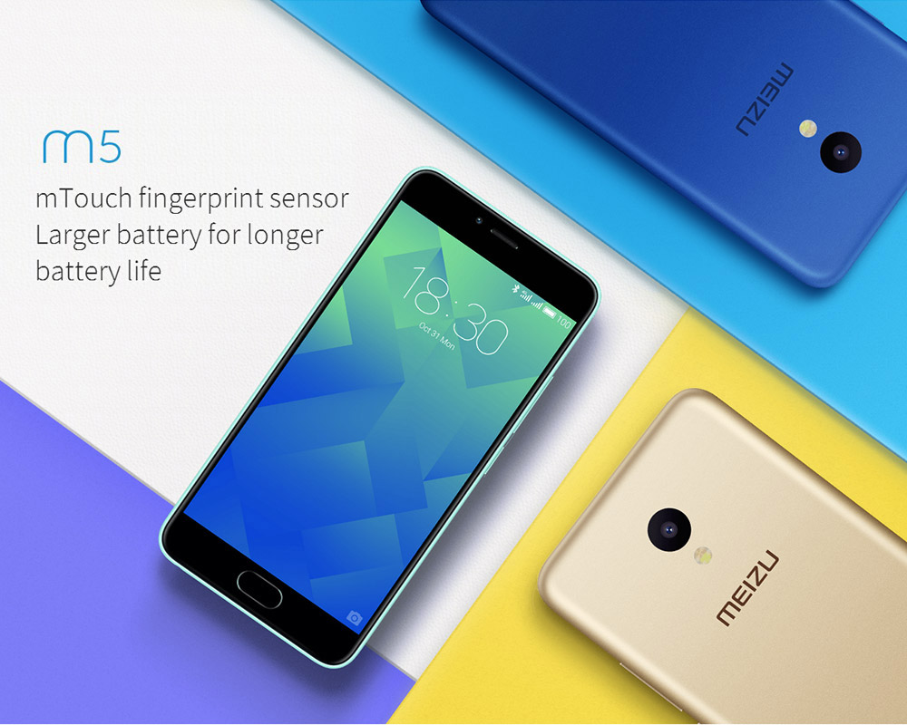 [HK Stock]MEIZU M5/Meilan 5 5.2inch HD 2.5D Screen 4G LTE Flyme 5 Smartphone 64bit MT6750 Octa Core 3GB RAM 32GB ROM 5.0MP+13.0MP Touch ID - White