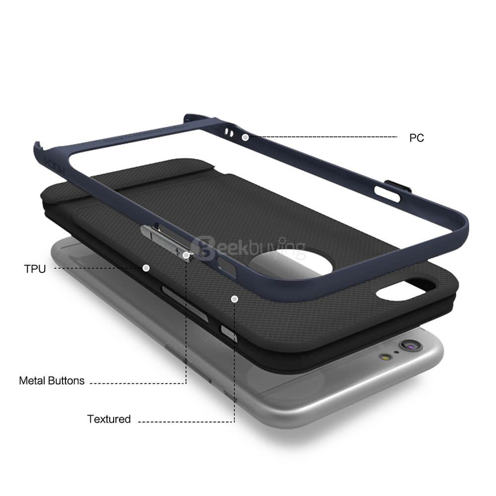 ROCK Royce Series Phones Protective Shell TPU Back Cover With PC Edge Anti-scratch Phone Case For iPhone 6Plus/6S Plus - Navy Blue
