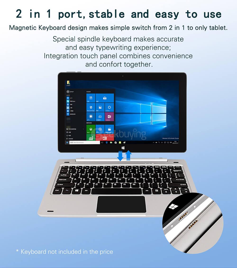 [Pacakge B] Jumper EZpad 6 Ultrabook Tablet PC 11.6 inch Windows 10 4GB/64GB Intel Atom X5 Z8350 Quad Core 1.92GHz IPS 1920*1080 - Silver