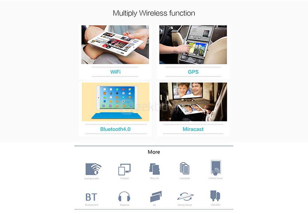 Teclast P80h Tablet PC 8 inch Android 5.1 1GB/8GB MT8163 Quad Core 1.3GHz IPS 1280*800 GPS Dual WiFi HDMI Miracast - White