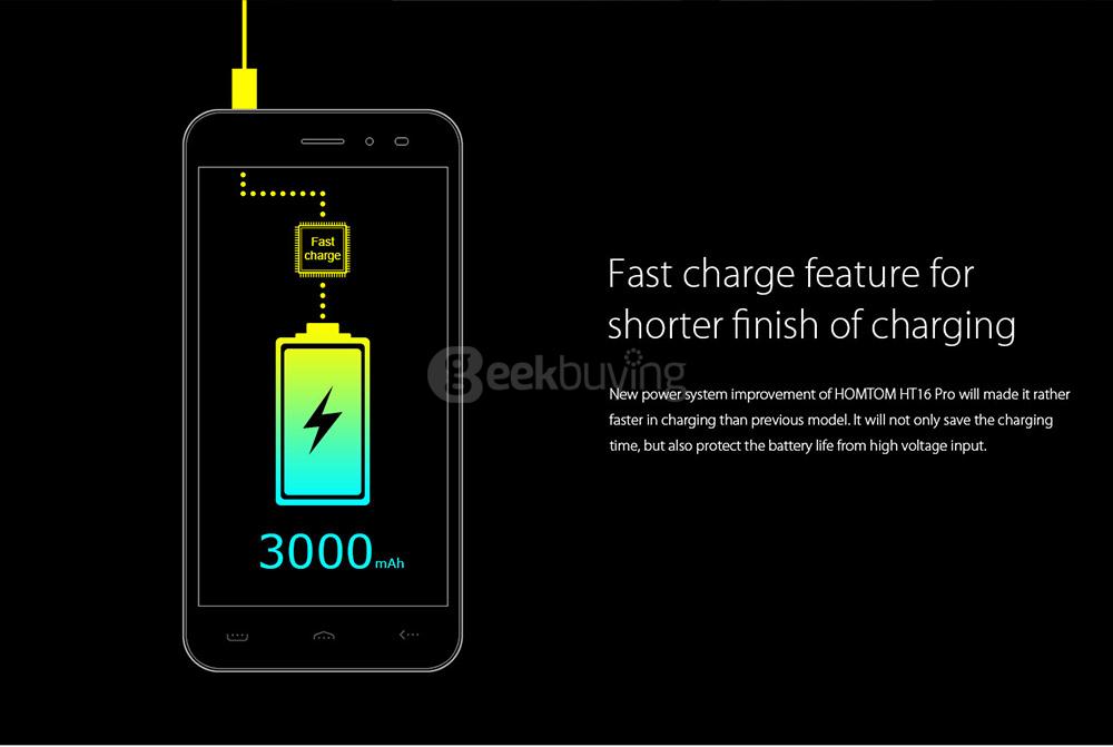 [HK Stock]HOMTOM HT16 Pro 5.0inch HD Android 6.0 4G LTE Smartphone MT6737 Quad Core 1.3GHz 2GB RAM 16GB ROM 5.0MP+13.0MP Fast Charge Hotknot - Blue