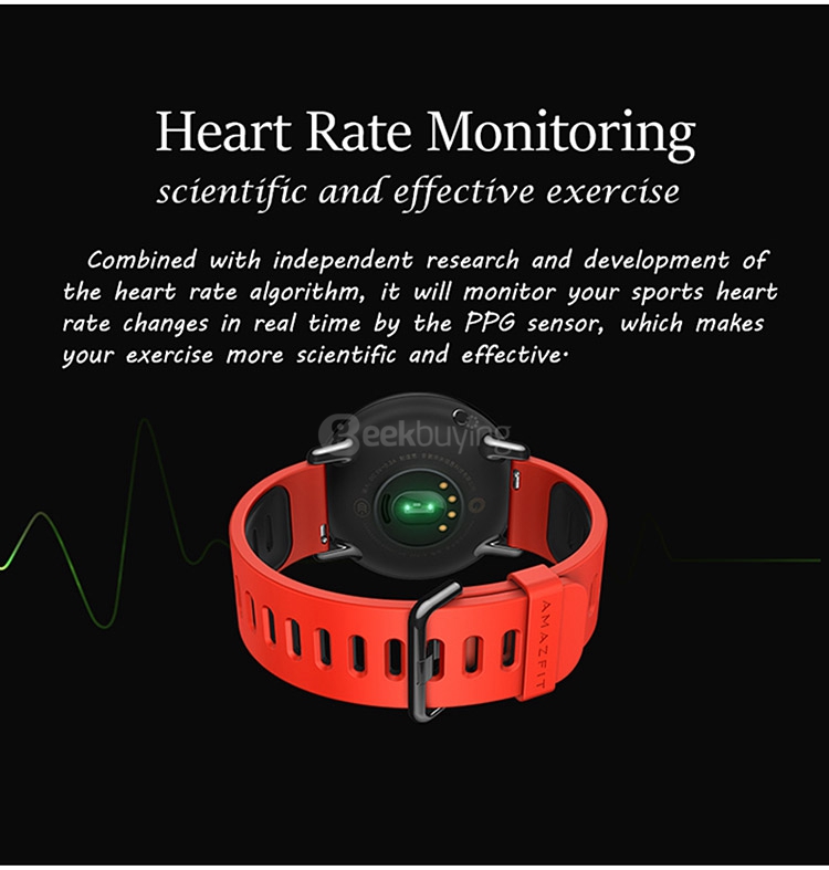 (English Version) Xiaomi HUAMI AMAZFIT Pace Smart Sports Watch Bluetooth 4.0 WiFi Dual Core 1.2GHz 512MB RAM 4GB ROM GPS Heart Rate Monitor Info Push - Red